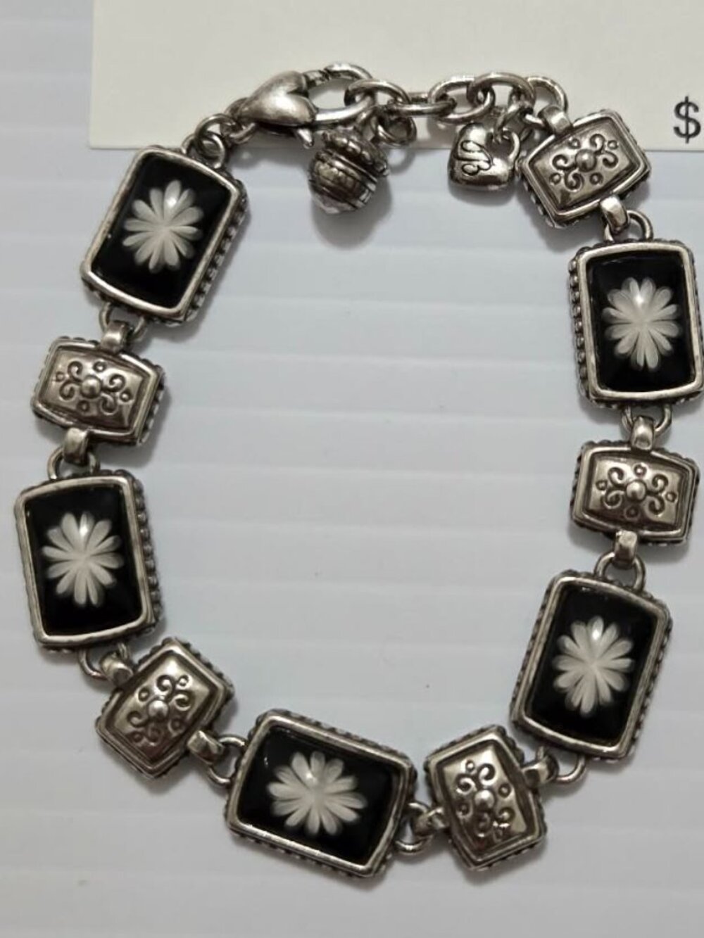 Brighton NWOT Vintage Retired Water Lily Black & White Starburst Bracelet